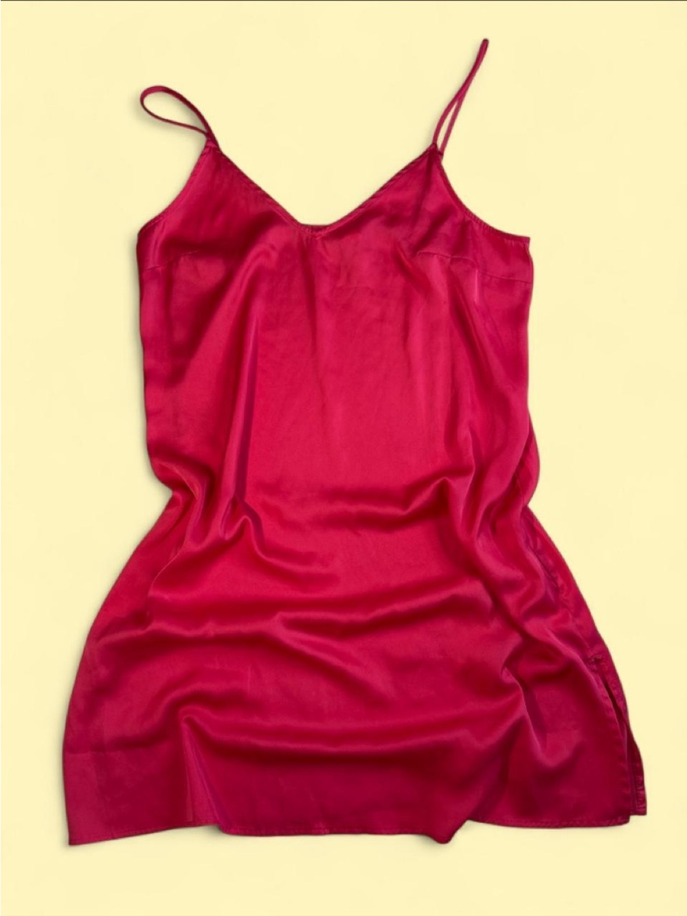 Above Stars Hot Pink Silk Slip Dress